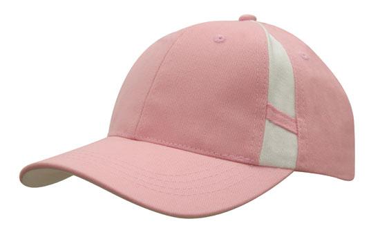 Headwear Cap With Crown Inserts X12 - 4096 Cap Headwear Professionals Pink/White One Size 