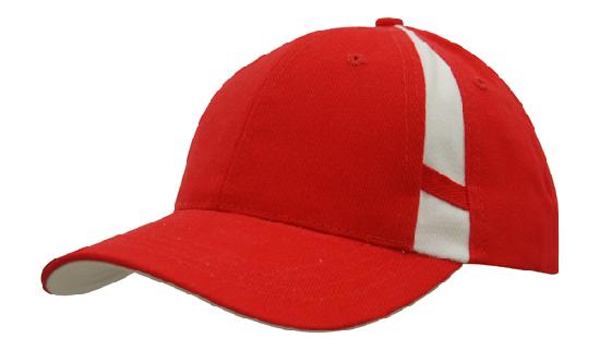 Headwear Cap With Crown Inserts X12 - 4096 Cap Headwear Professionals Red/White One Size 