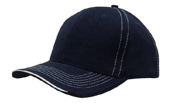 Headwear Cap With Contrast Sts & Sandwich X12 - 4097 Cap Headwear Professionals Navy/White One Size 