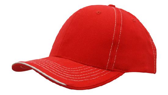 Headwear Cap With Contrast Sts & Sandwich X12 - 4097 Cap Headwear Professionals Red/White One Size 