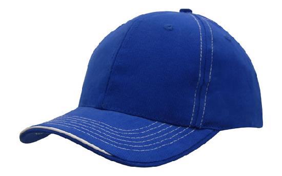 Headwear Cap With Contrast Sts & Sandwich X12 - 4097 Cap Headwear Professionals Royal/White One Size 