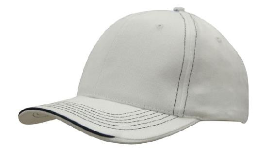 Headwear Cap With Contrast Sts & Sandwich X12 - 4097 Cap Headwear Professionals White/Navy One Size 