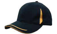 Headwear Cap With Crown Inserts & Sandwich X12 - 4098 Cap Headwear Professionals Black/Gold One Size 