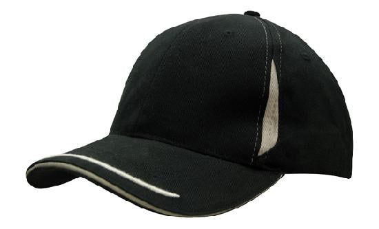 Headwear Cap With Crown Inserts & Sandwich X12 - 4098 Cap Headwear Professionals Black/Grey One Size 