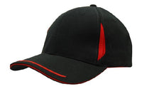 Headwear Cap With Crown Inserts & Sandwich X12 - 4098 Cap Headwear Professionals Black/Red One Size 