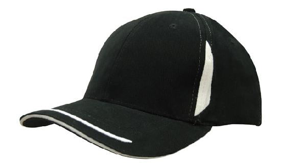 Headwear Cap With Crown Inserts & Sandwich X12 - 4098 Cap Headwear Professionals Black/White One Size 