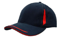 Headwear Cap With Crown Inserts & Sandwich X12 - 4098 Cap Headwear Professionals Navy/Red One Size 