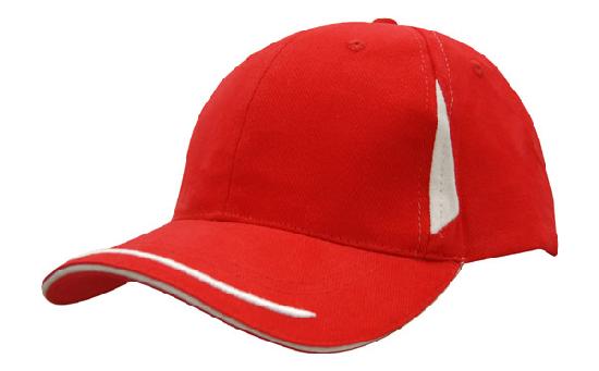 Headwear Cap With Crown Inserts & Sandwich X12 - 4098 Cap Headwear Professionals Red/White One Size 