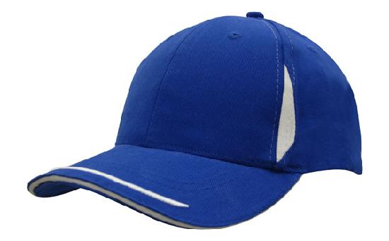 Headwear Cap With Crown Inserts & Sandwich X12 - 4098 Cap Headwear Professionals Royal/White One Size 