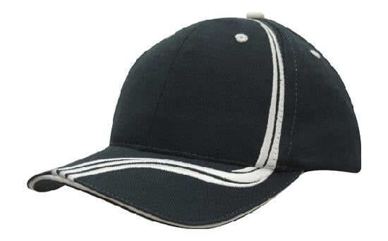 Headwear Cap With Sandwich & Emb Lines X12 - 4099 Cap Headwear Professionals Black/Grey One Size 