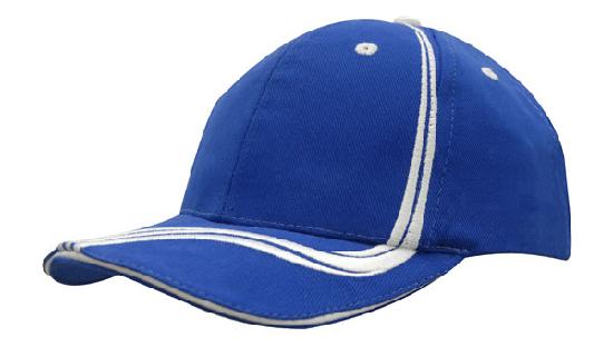 Headwear Cap With Sandwich & Emb Lines X12 - 4099 Cap Headwear Professionals Royal/White One Size 