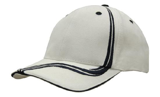 Headwear Cap With Sandwich & Emb Lines X12 - 4099 Cap Headwear Professionals White/Navy One Size 