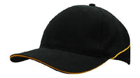 Headwear Cap With Sandwich & Crown Piping X12 Cap Headwear Professionals Black/Gold One Size 