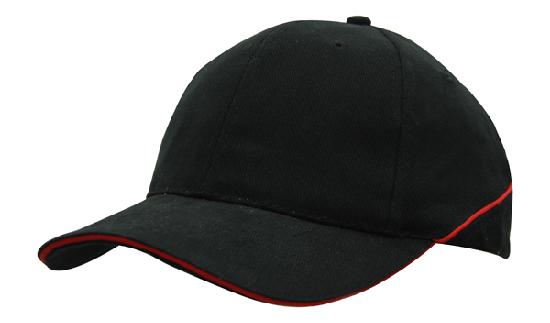 Headwear Cap With Sandwich & Crown Piping X12 Cap Headwear Professionals Black/Red One Size 
