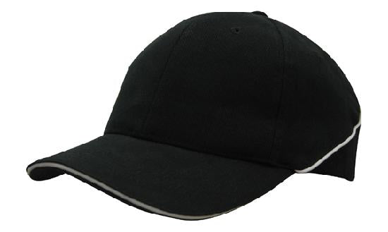 Headwear Cap With Sandwich & Crown Piping X12 Cap Headwear Professionals Black/White One Size 