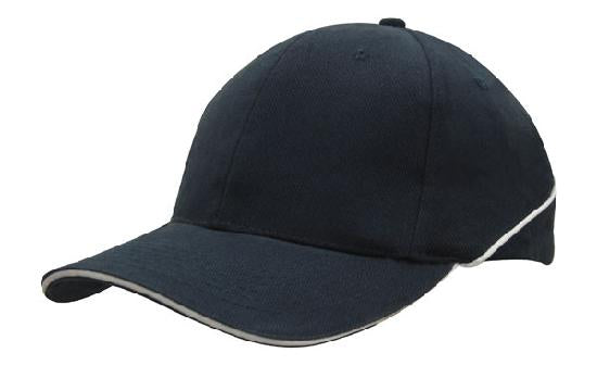 Headwear Cap With Sandwich & Crown Piping X12 Cap Headwear Professionals Navy/White One Size 