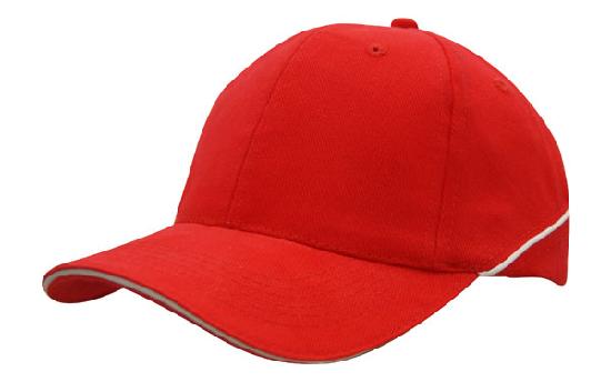 Headwear Cap With Sandwich & Crown Piping X12 Cap Headwear Professionals Red/White One Size 