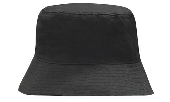 Headwear Breathable P/twill Bucket Hat X12 - 4107 Cap Headwear Professionals Black M 