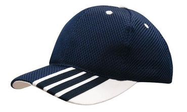 Headwear Sandwich Mesh W/peak Stripes  X12 - 4109 Cap Headwear Professionals Navy/White One Size 