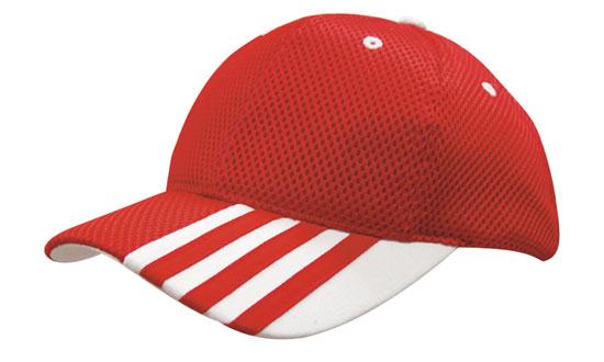 Headwear Sandwich Mesh W/peak Stripes  X12 - 4109 Cap Headwear Professionals Red/White One Size 