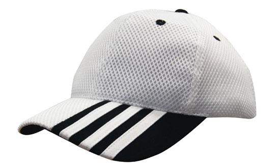 Headwear Sandwich Mesh W/peak Stripes  X12 - 4109 Cap Headwear Professionals White/Black One Size 