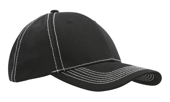 Headwear Chino Twill W/hi-tech Mesh X12 - 4123 Cap Headwear Professionals Black One Size 