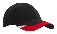 Headwear Bhc W/peak Indent & Print X12 - 4125 Cap Headwear Professionals Black/Red/White One Size 