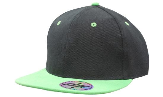 Headwear American/t Flat Peak 2 Tone Cap X12 Cap Headwear Professionals Black/Green One Size 