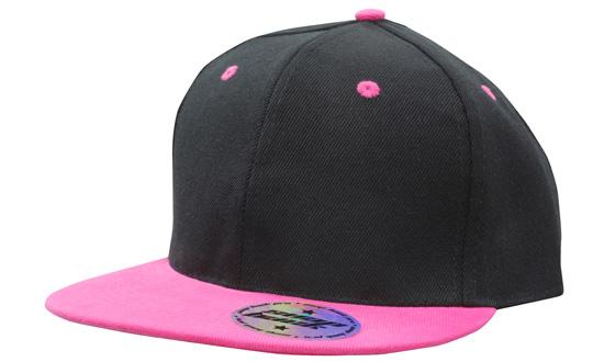 Headwear American/t Flat Peak 2 Tone Cap X12 Cap Headwear Professionals Black/Pink One Size 