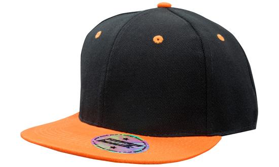 Headwear American/t Flat Peak 2 Tone Cap X12 Cap Headwear Professionals Black/Orange One Size 