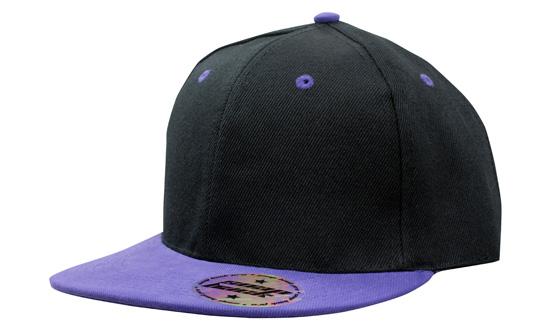 Headwear American/t Flat Peak 2 Tone Cap X12 Cap Headwear Professionals Black/Purple One Size 