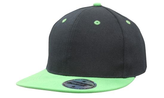 Headwear Kids Amer/t Flat Peak 2 Tone Cap X12 Cap Headwear Professionals Black/Green One Size 