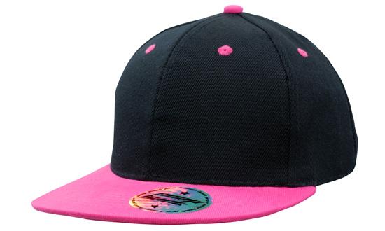 Headwear Kids Amer/t Flat Peak 2 Tone Cap X12 Cap Headwear Professionals Black/Pink One Size 
