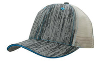 Headwear Woodprint Poly Twill Mesh X12 - 4143 Cap Headwear Professionals Charcoal/Cyan/Stone One Size 