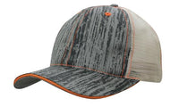 Headwear Woodprint Poly Twill Mesh X12 - 4143 Cap Headwear Professionals Charcoal/Orange/Stone One Size 