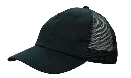 Headwear Washed Chino Soft Mesh Back X12 - 4145 Cap Headwear Professionals Black One Size 