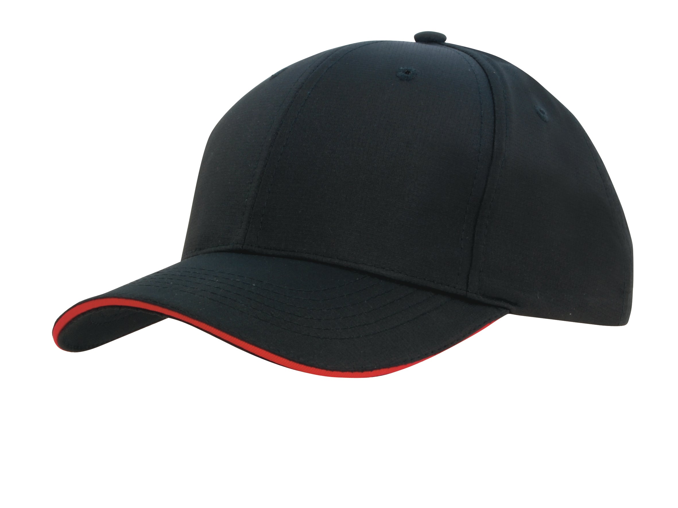 Headwear Sports Ripstop W/sandwich X12 - 4149 Cap Headwear Professionals Black/Red One Size 
