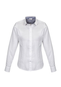Biz Corporates Herne Bay Womens Long Sleeve Shirt 41820 Corporate Wear Biz Corporates 4 White/Turkish Blue 