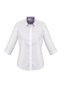 Biz Corporates Herne Bay Womens 3/4 Sleeve Shirt 41821 Corporate Wear Biz Corporates 4 White/Purple Reign 