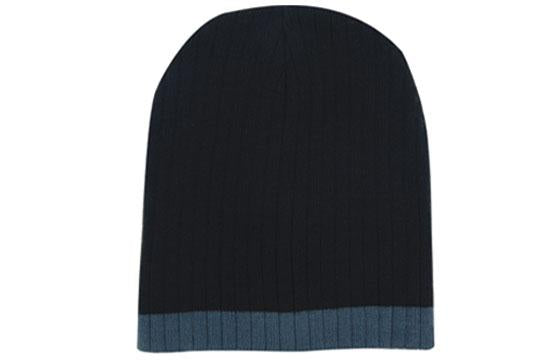 Headwear Two Tone Cable Knit Beanie X12 Cap Headwear Professionals Black/Charcoal One Size 