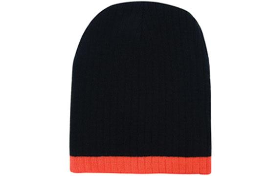Headwear Two Tone Cable Knit Beanie X12 Cap Headwear Professionals Black/Orange One Size 