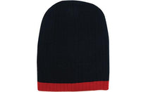 Headwear Two Tone Cable Knit Beanie X12 Cap Headwear Professionals Black/Red One Size 