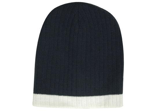 Headwear Two Tone Cable Knit Beanie X12 Cap Headwear Professionals Navy/White One Size 