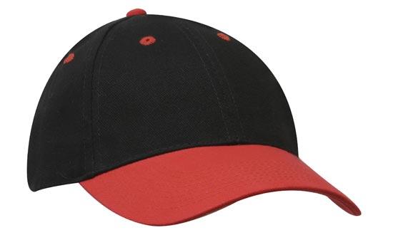 Headwear Brushed Heavy Cotton Cap X12 - 4199 Cap Headwear Professionals Black/Red One Size 