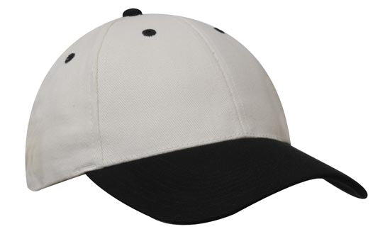 Headwear Brushed Heavy Cotton Cap X12 - 4199 Cap Headwear Professionals Natural/Black One Size 