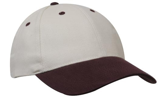 Headwear Brushed Heavy Cotton Cap X12 - 4199 Cap Headwear Professionals Natural/Maroon One Size 