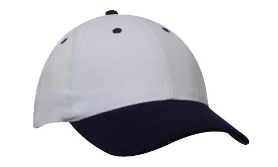 Headwear Brushed Heavy Cotton Cap X12 - 4199 Cap Headwear Professionals White/Navy One Size 
