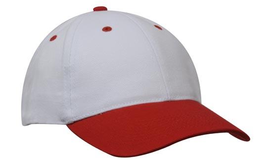 Headwear Brushed Heavy Cotton Cap X12 - 4199 Cap Headwear Professionals White/Red One Size 