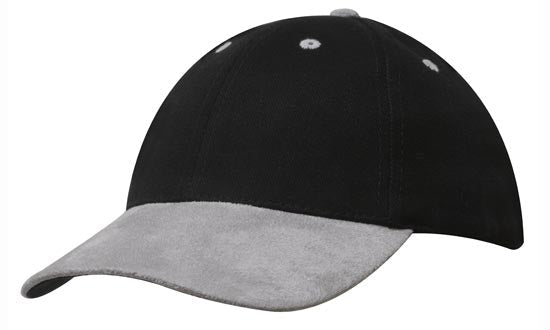 Headwear Brushed Heavy Cotton W/suede Peak X12 - 4200 Cap Headwear Professionals Black/Grey One Size 