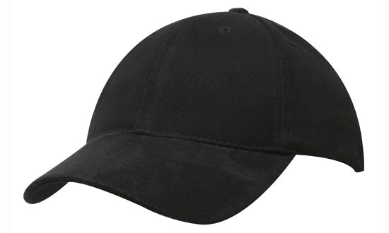 Headwear Brushed Heavy Cotton W/suede Peak X12 - 4200 Cap Headwear Professionals Black/Black One Size 
